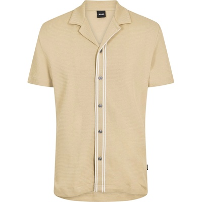 HUGO BOSS Риза с къс ръкав Boss Mens BOSS BLACK Pasini Short Sleeve Collared Shirt with Contrast Trim - Beige 286