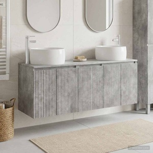 vidaXL Комплект шкафове за баня 3 бр. Бетонно сиво 49, 5 x 44, 5 x 66 см (3405710)