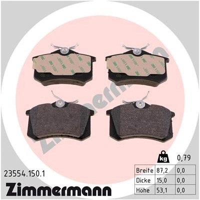 ZIMMERMANN Sada brzdových destiček, kotoučová brzda 23554.150.1