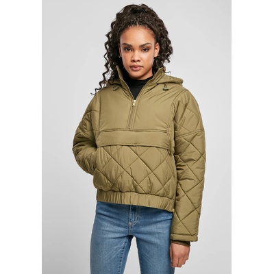 Urban Classics Дамско яке в цвят маслина Urban Classics Ladies Oversized Diamond Quilted Pull Over JacketUB-TB4555-03057 - Маслина, размер XL