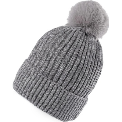 dívčí zimní čepice žinylková s lurexem Emi Ross šedá