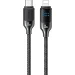 USAMS Кабел за данни за iPhone 14 Plus / 14 Pro Max / 14 Pro от серията USAMS HX, Type-C - Lightning, 120 см, ЧЕРЕН (SJ741USB01)