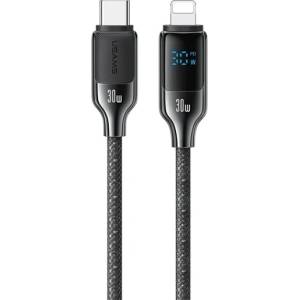 USAMS Кабел за данни за iPhone 14 Plus / 14 Pro Max / 14 Pro от серията USAMS HX, Type-C - Lightning, 120 см, ЧЕРЕН (SJ741USB01)