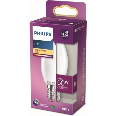 Philips 8718699762698 LED žárovka 1x6,5W E14 806lm 2700K teplá bílá, matná bílá, EyeComfort