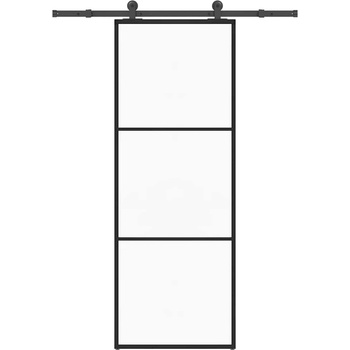 vidaXL Плъзгаща се врата с обков 76x205 см ESG стъкло и алуминий (3332803)