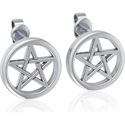 Fantasy Šperky Pentagram stříbrné náušnice ochrany a rovnováhy P3533
