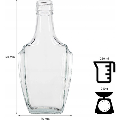 Fľaša na alkohol 250 ml "BONAPARTE", uzáver na závit