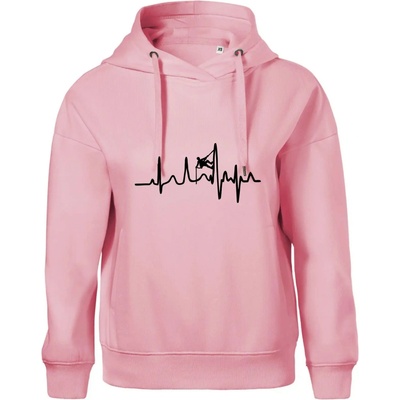 EKG horolezec Oversized mikina dámská Moon kratší + širší Růžová – Zboží Dáma