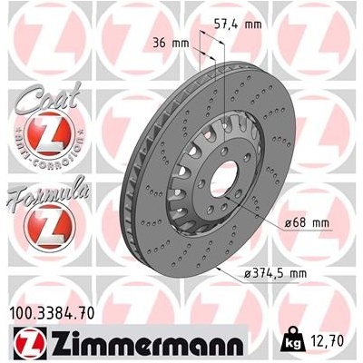 ZIMMERMANN Brzdový kotúč 100338470