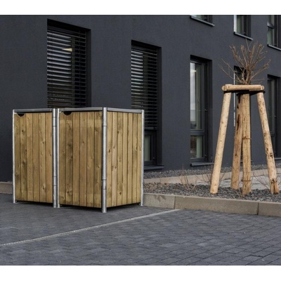 Hide 2 koše 140 l drevo 63 x 121 x 115 cm prírodný