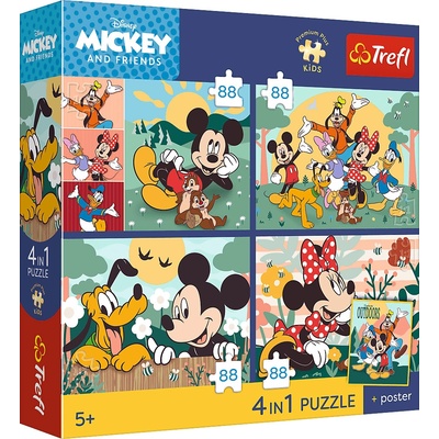 TREFL Premium Plus Kids Mickey a priatelia Všetci spolu 4x88 dielov