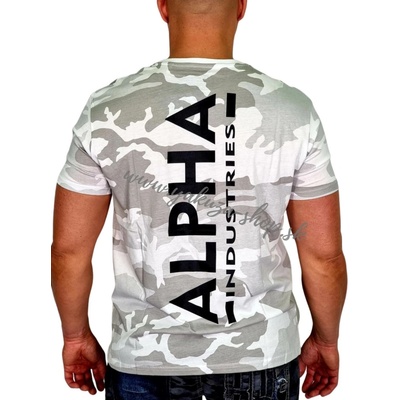 Alpha Industries Backprint T white camo pánske tričko biele