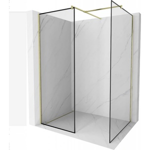 Mexen Kioto душ кабина Walk-in 120 x 90 см, черна рамка, злато мат - 800-120-202-55-70-090 (800-120-202-55-70-090)