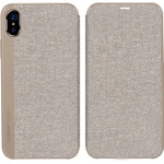 JOYROOM Калъф за iPhone XS 5.8 / X 5.8 JOYROOM LEON, стоящ, с ефект на кожа, активен FLIP, с текстилно покритие, СВЕТЛОКАФЯВ (JR-BP357_K)