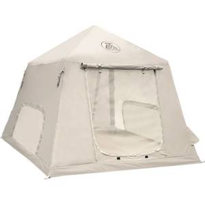  Tourus AirCamp X1 - Надуваема 2-местна палатка, 5.76 м2, Бързо разпъване, Бежов, 240×240×180 см (TS-IT01) Палатка