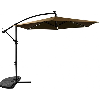 AGA MR2024 Záhradný slnečník s LED osvetlením 300 cm - Coffee - hnedý