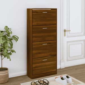 vidaXL Шкаф за обувки, кафяв дъб, 63x24x147 см, инженерно дърво (342549)