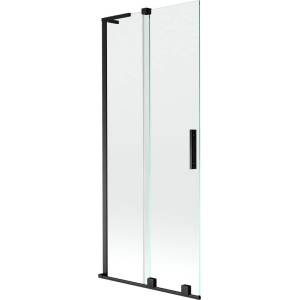 Mexen Velar L преграда за вана 2-крилна плъзгаща се 80 x 150 cm, прозрачна, черна - 896-080-003-01-70 (896-080-003-01-70)