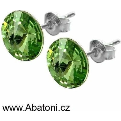 Swarovski Elements Rivoli vlepený krystal stříbrné náušnice pecky puzety zelené kulaté 31137.3 Peridot zelená světlá