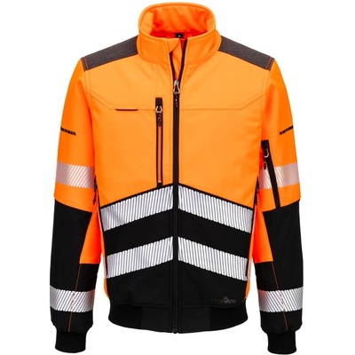 Portwest hi-vis ev4 ev468 / Мъжко софтшел бомбър яке - оранжево/черно xxxl (ev468obrxxxl)