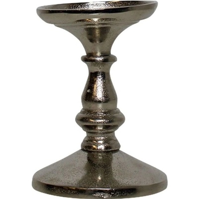 Stříbrný lesklý svícen kulatý - 9*9*12cm - Mars & More
