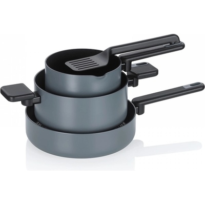 Kela Комплект съдове за готвене с керамично покритие Mira - 5 части - тъмно сиви (KELA 15201)