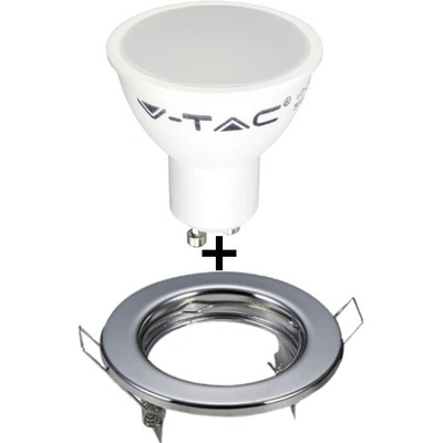 V-TAC LED žiarovka GU10 7W 500lm PAR16 + RÁMIK CHRÓMOVÝ teplá 3000K