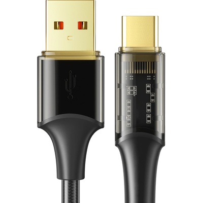 USB-A към USB Type-C кабел Xmart Amber Series, 6A, 100W, 1.2м, Черен (20581)