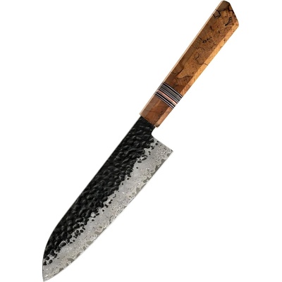 HARAHU Дамаски кухненски нож ZE-37430 - Santoku / Кафяв KP37430 (ZE-37430)