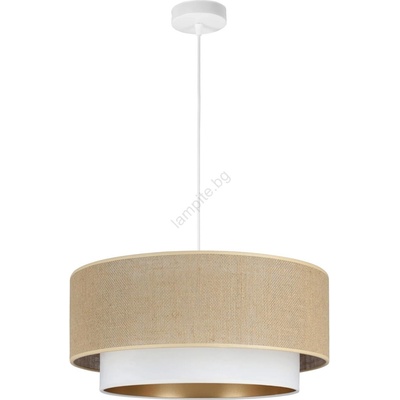 BELIS Пендел на кабел SARTA 1xE27/60W/230V, диам. 45 см, бял/юта (BE0933)