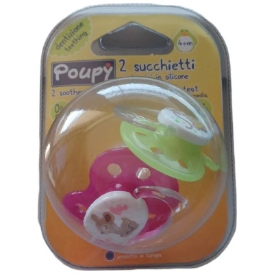 Poupy cumlík zelená+tmavorůžová 126
