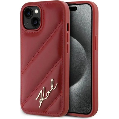 KARL LAGERFELD Калъф Karl Lagerfeld Diagonal Quilted Script за iPhone 15 / 14 / 13 - червен (3666339252366)