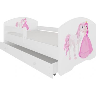 ADRK Furniture Pepe Princess and Horse s matrací, zábranou a zásuvkou