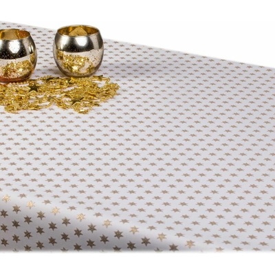 Evenit obrus teflónový OVÁLNY hviezdička malá zlato zlatá Polyester 140x220cm ovál 140x220cm