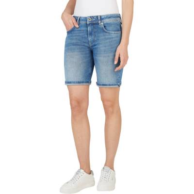 Pepe Jeans dámské kraťasy FITTED SHORT MW POPPY denim