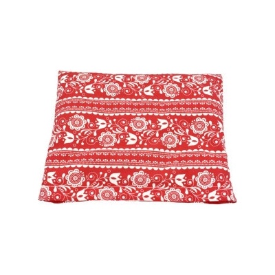 TORF ZIEGLER Polštářek s třešňovými peckami červeno-bílý folklór 25 x 23 cm