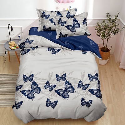 Двулицево спално бельо (размер за приста) EmonaMall, 4 части - Модел S18392 (S18392-66666m)