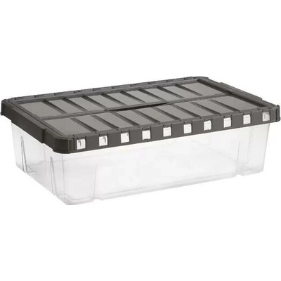 Domo service Box úložný s otevíracím víkem 28 l transparent grafit