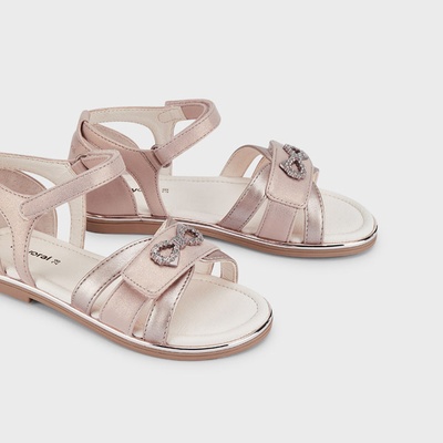 Mayoral Розови сандали за момиче с панделка и камъни Майорал
