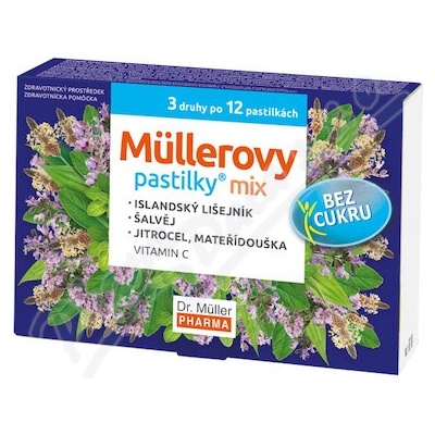 Müllerovy pastilky mix bez cukru 3 x 12 ks