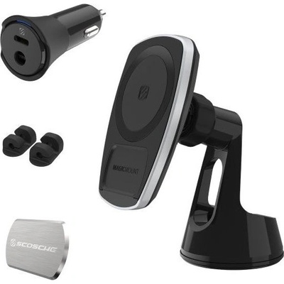 Scosche MagicMount Pro Charge4 Магнитна Qi стойка за зареждане на прозореца/арматурното табло (MPQ4WD-XTSP)