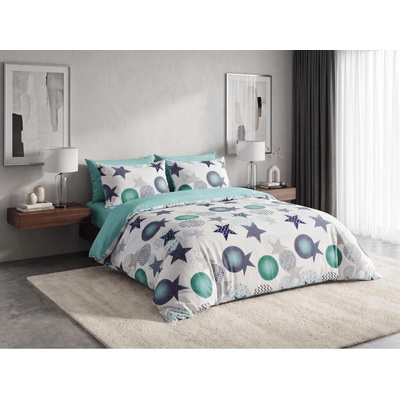 Textilomanie flanel obliečky z mikrovlákna MINT STARS farebné 2x70x90 200x220