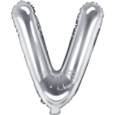 PartyDeco Балон от фолио Mini - Буква V 35см сребърен