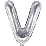 PartyDeco Балон от фолио Mini - Буква V 35см сребърен