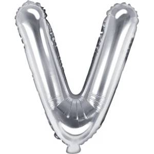 PartyDeco Балон от фолио Mini - Буква V 35см сребърен