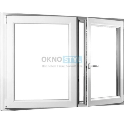 OKNOSTYL.cz dvoukřídlé plastové okno se štulpem trojsklo REHAU 13500 x 11000 mm Bílá