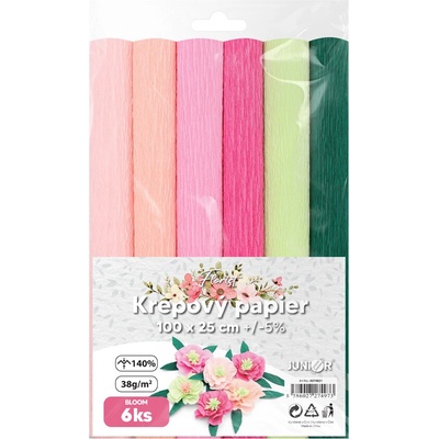 Krepový papier JUNIOR 100x25 cm BLOOM Florist (sada 6 ks)