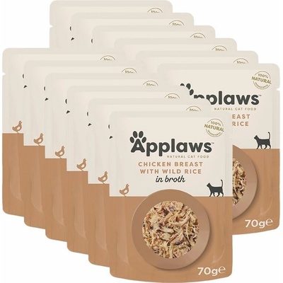 Applaws s kuřecími prsy a divokou rýží ve vývaru 12 x 70 g