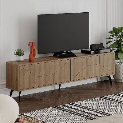 TopMebel Стойка за телевизор Dune от меламин в светъл орехов цвят 180x29, 6x50см