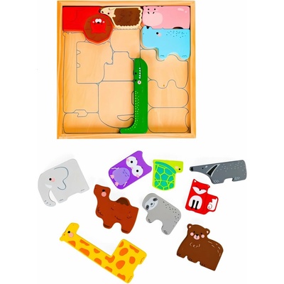 Derrson skladacie náučné puzzle s maľovanými zvieratkami